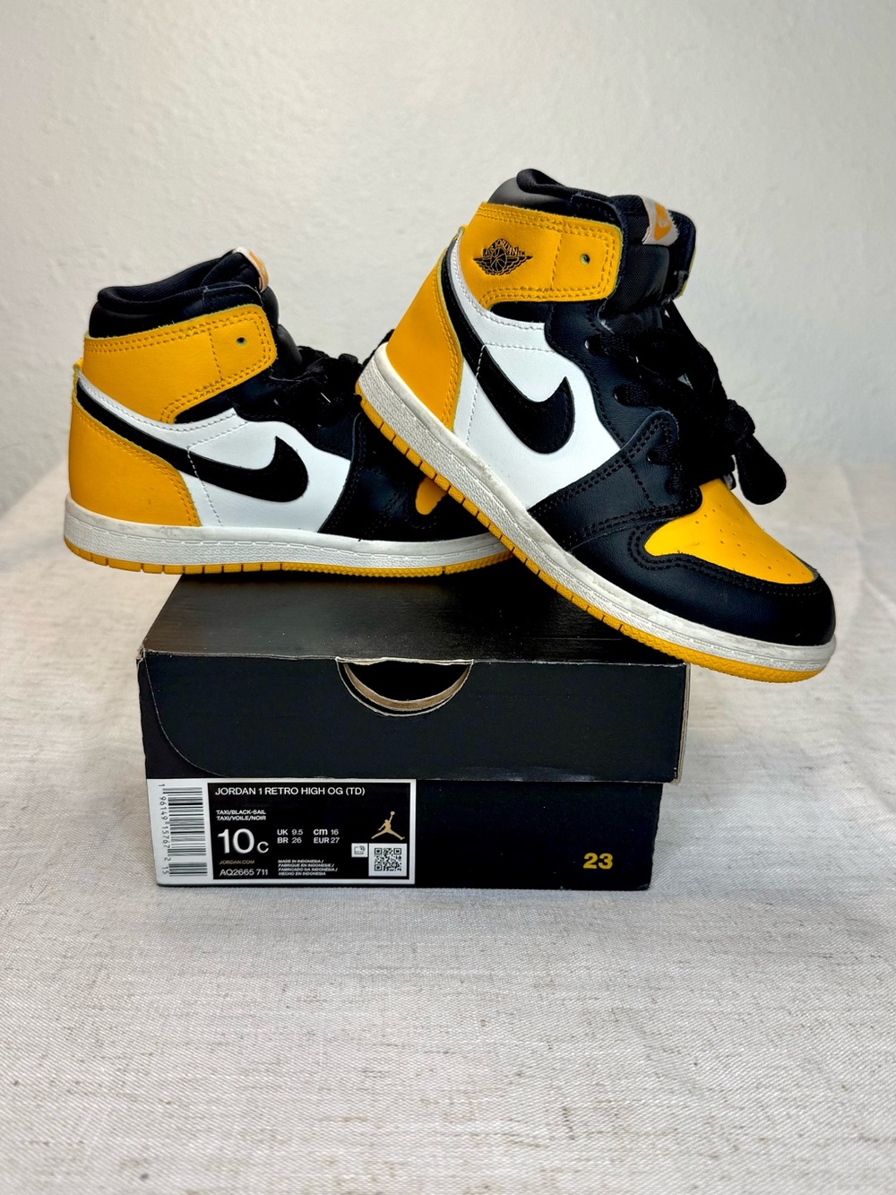 Nike Kids Air Jordan 1 High OG TD - Taxi Black/Yellow/White